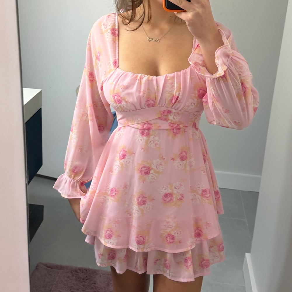 Floral Pink Mini Babydoll Dress